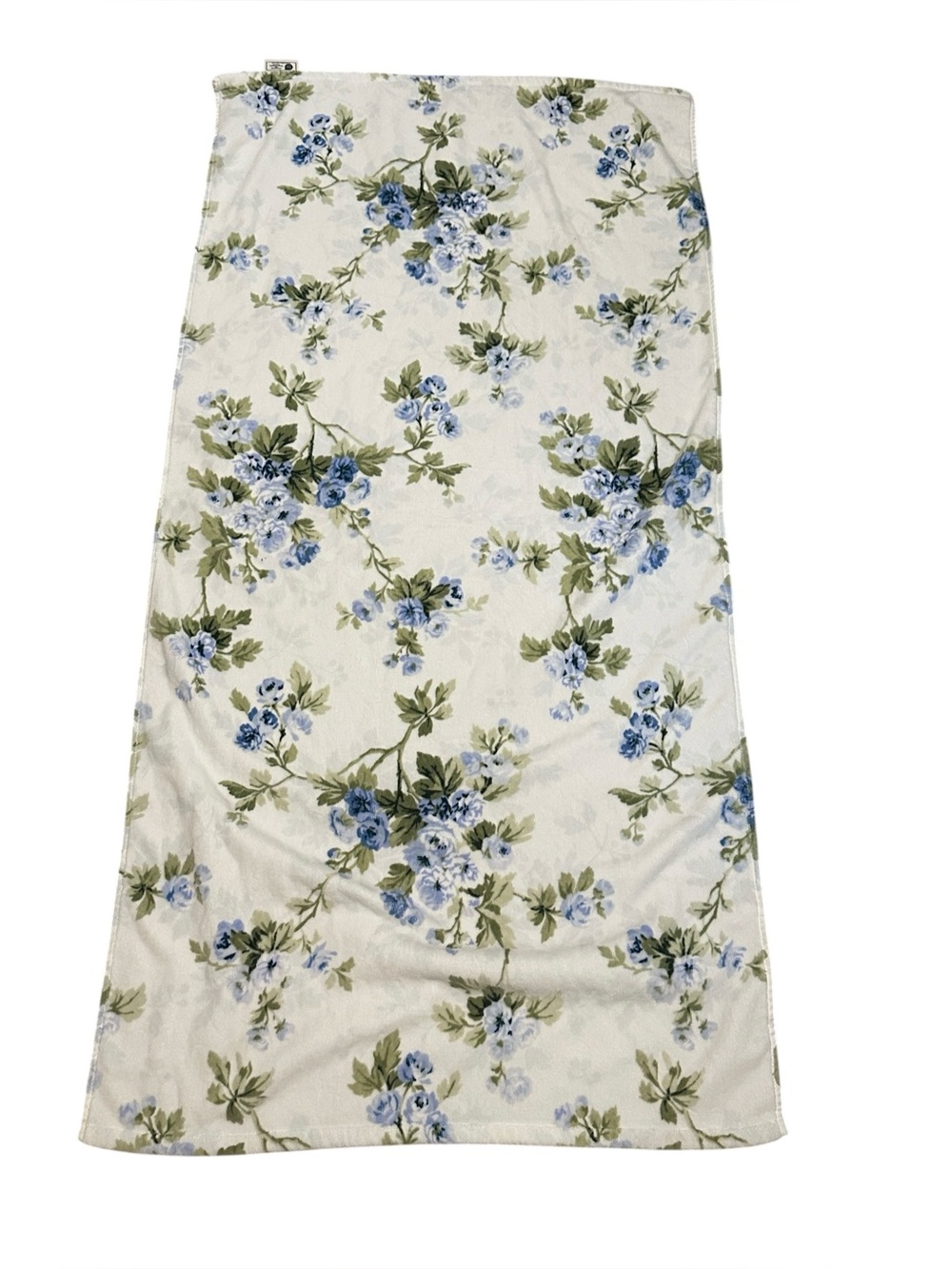 Laura Ashley Floral Bath Towel Cassidy Blue White Cotton Cottagecore 54"